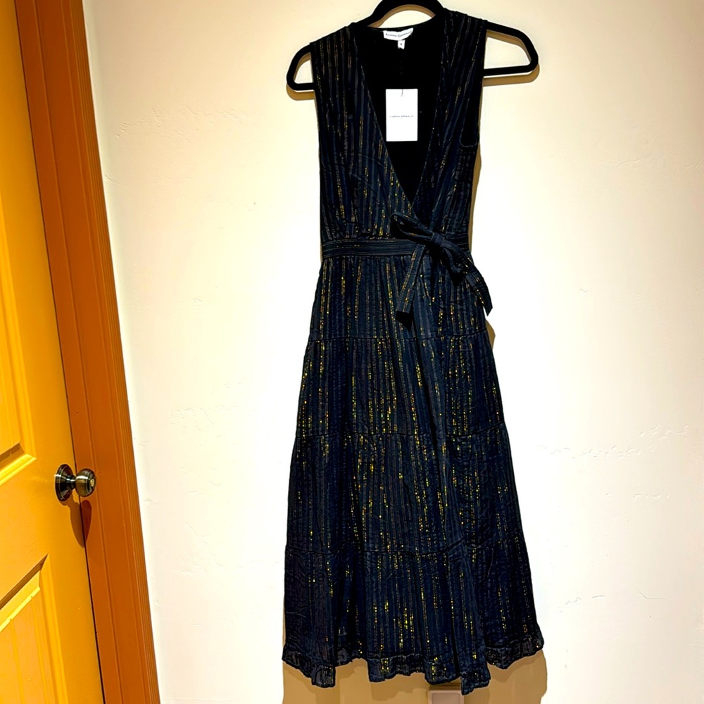 Karina Grimaldi black with golden stripes. Never worn. Tags still on
